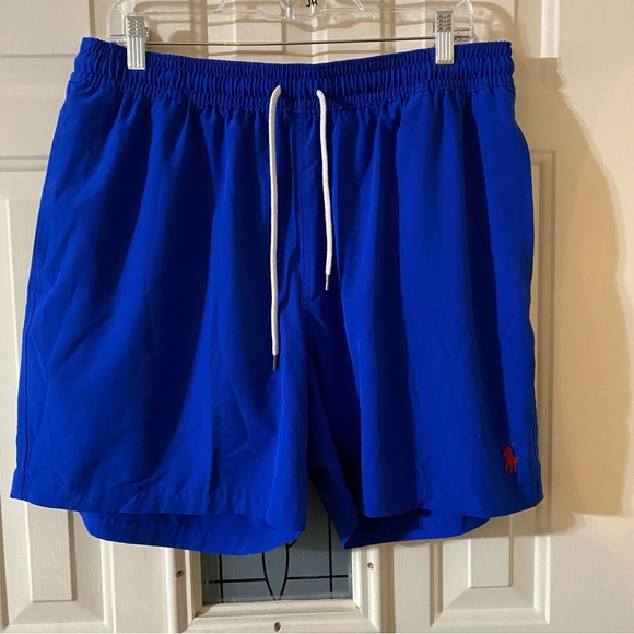 Polo Ralph Lauren Traveler Swim Trunks Blue Red Pony Logo XXL - Picture 3 of 9